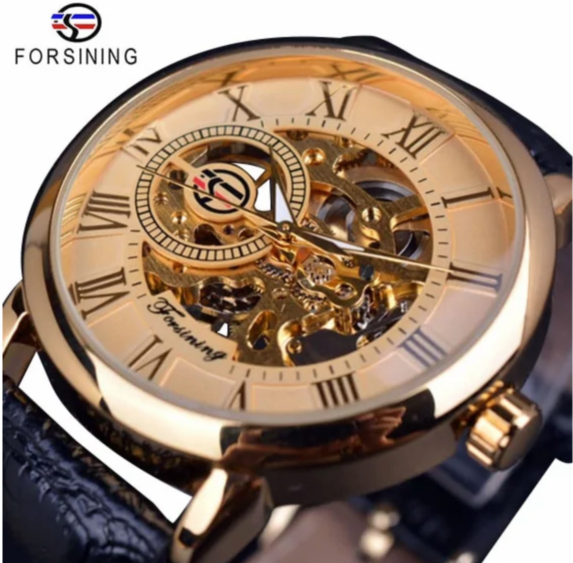 Luxury Skeleton Automatic Mechancial Watch Dual Time Moon Phase Gold W –  WINNER WATCH